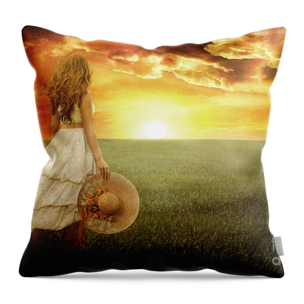 Digital Art Throw Pillow featuring the photograph Fire in the Sky by Cindy Singleton