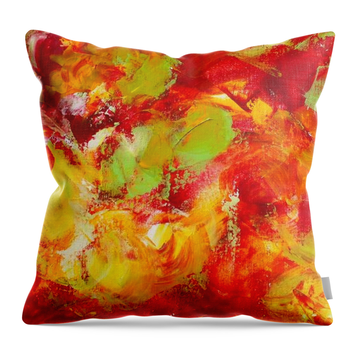 Abstract Throw Pillow featuring the painting Fireball by Claire Gagnon