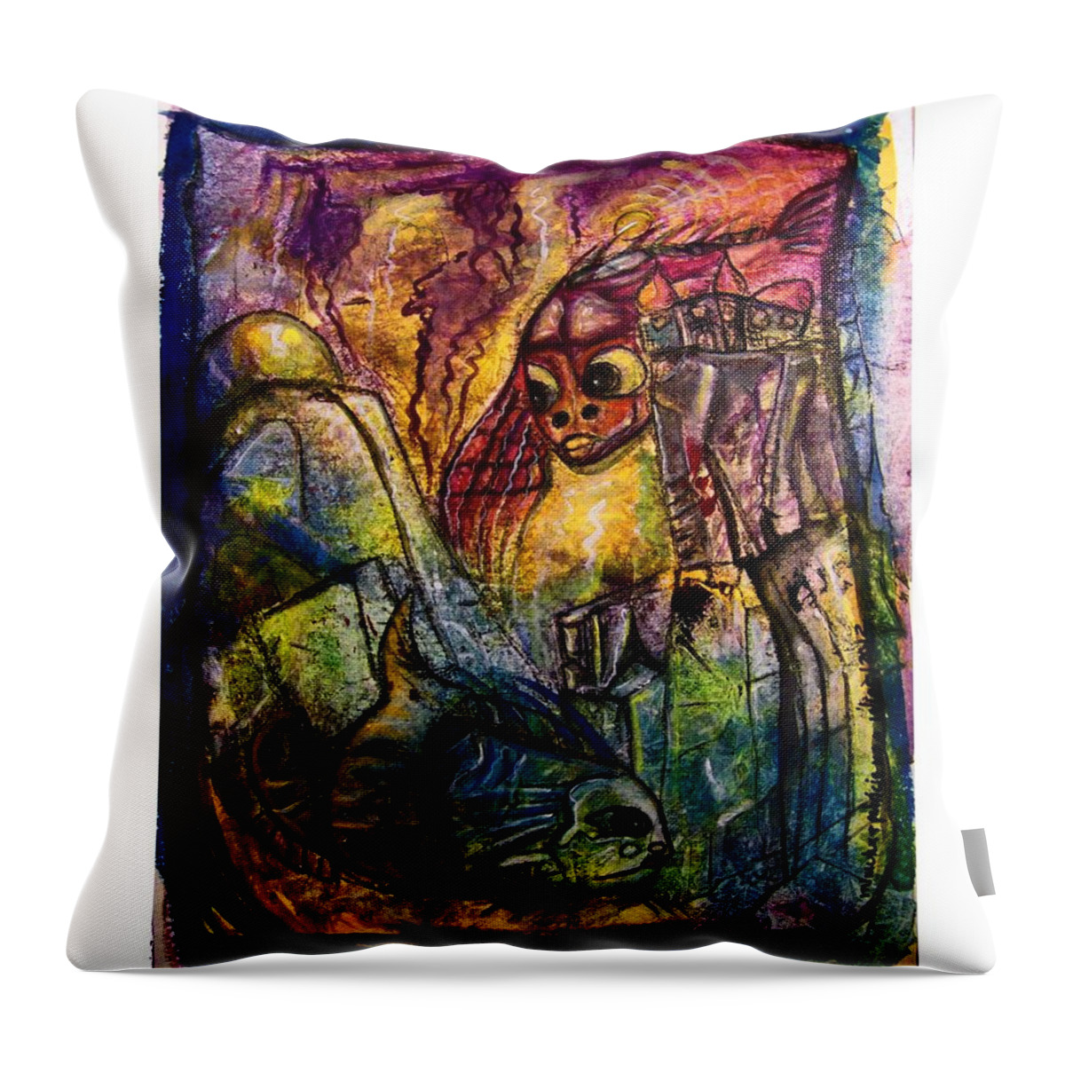 Fish Throw Pillow featuring the painting Fish Kritters by Mimulux Patricia No