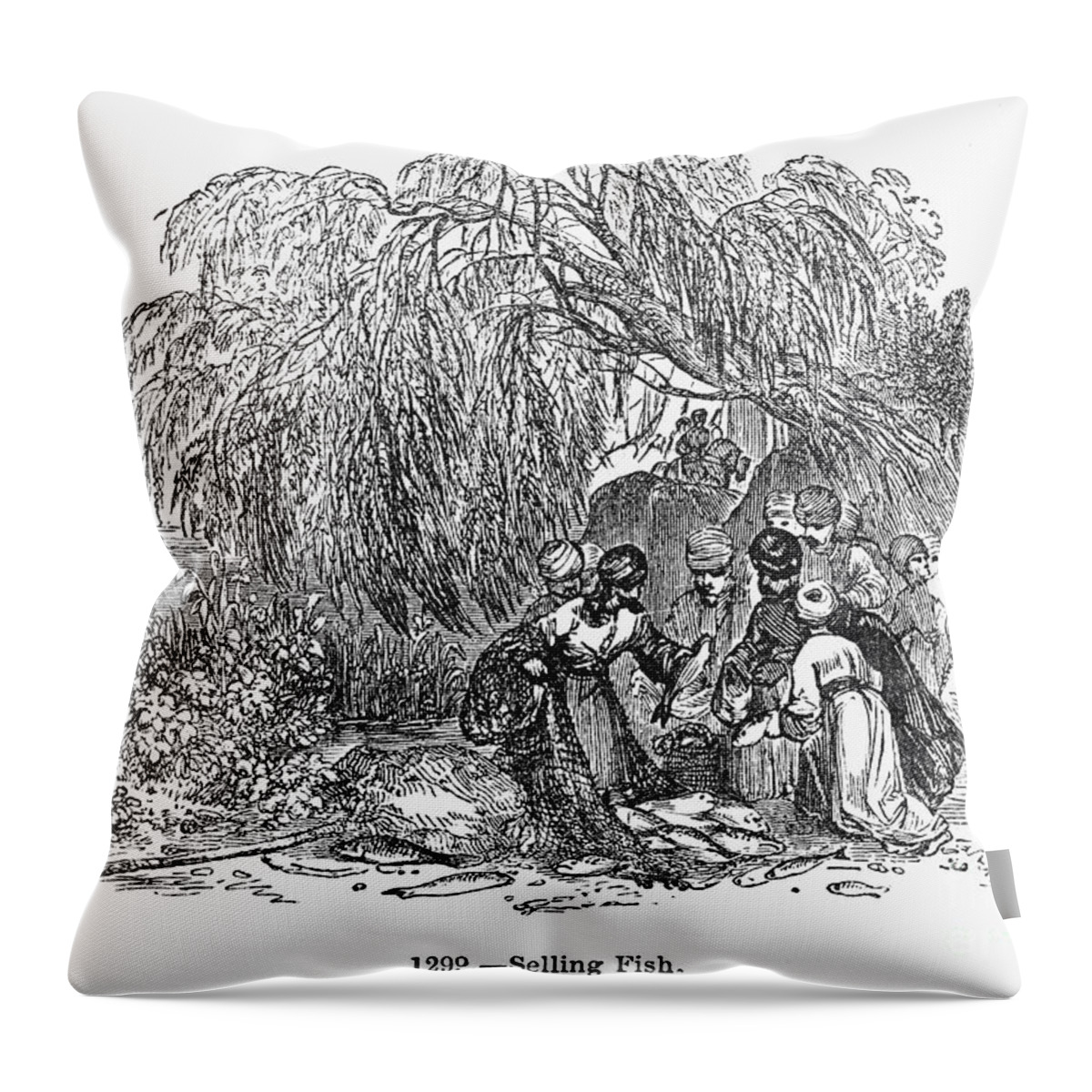 1st Century Throw Pillow featuring the photograph FISH MARKET, 1st CENTURY by Granger