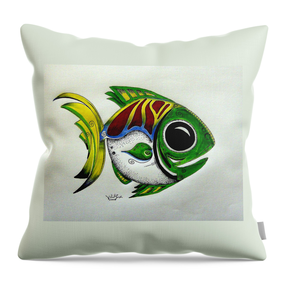 Fish Throw Pillow featuring the painting Fish Study 2 by J Vincent Scarpace
