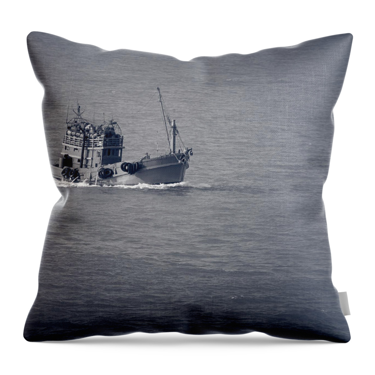 Cruise Throw Pillow featuring the photograph Fishing Vessel by Ray Shiu