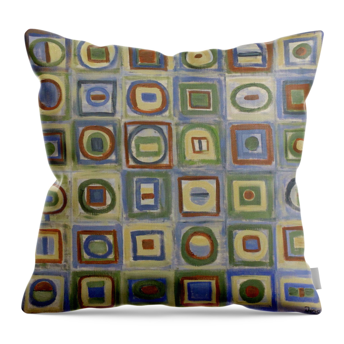 Geometric Throw Pillow featuring the painting Fixation 4 by Trish Toro