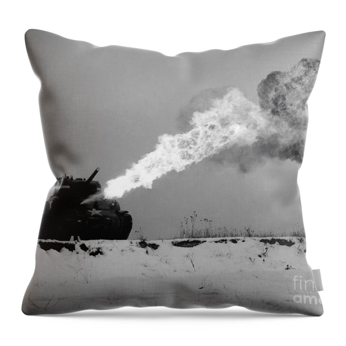 Tank Throw Pillow featuring the photograph Flame-throwing Tank by Photo Researchers