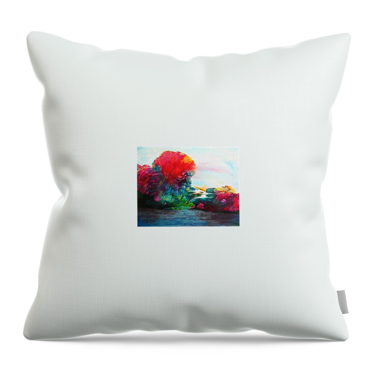 Landscape Throw Pillow featuring the painting Flow by Janice Nabors Raiteri