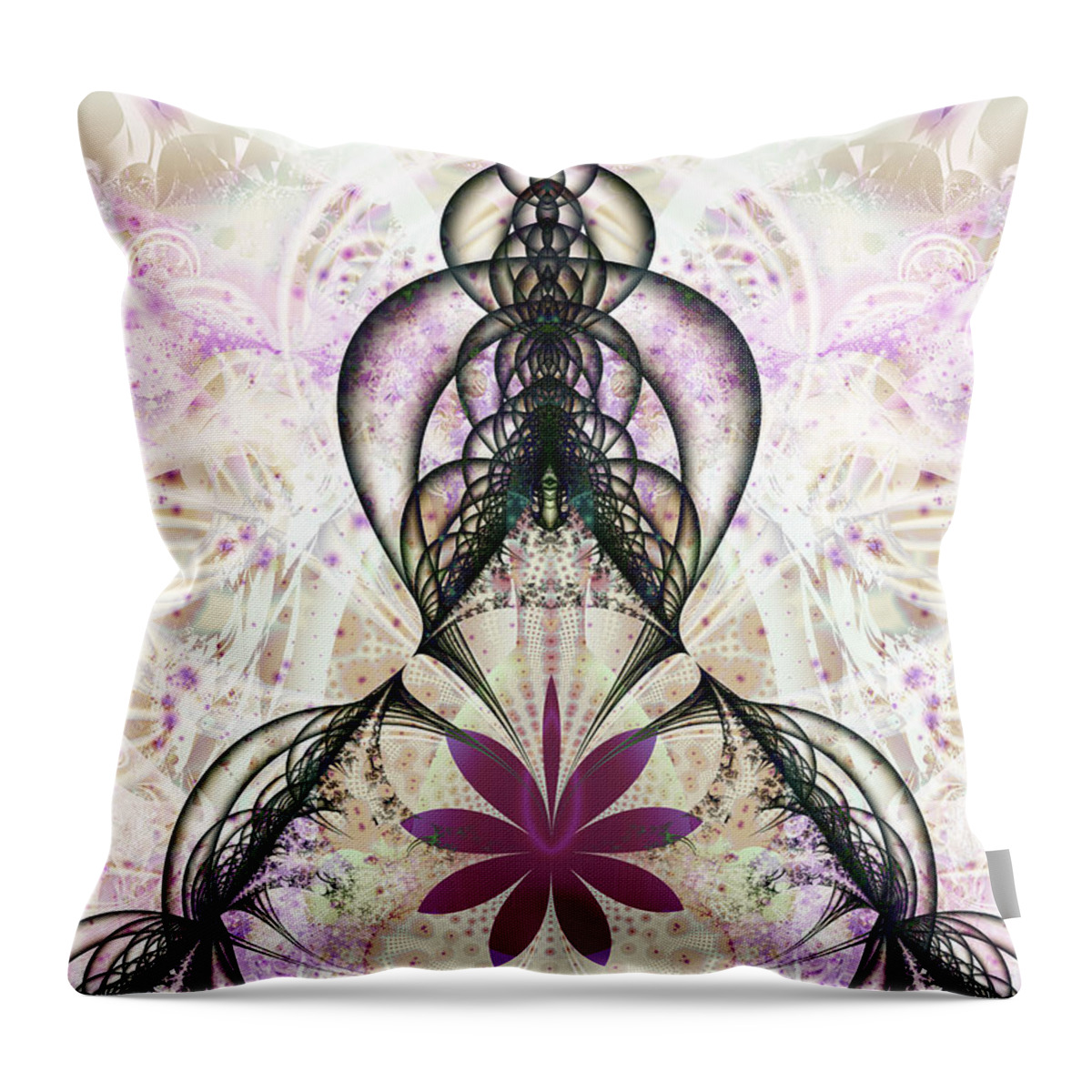 Fractal Throw Pillow featuring the digital art Flower Gate by Frederic Durville