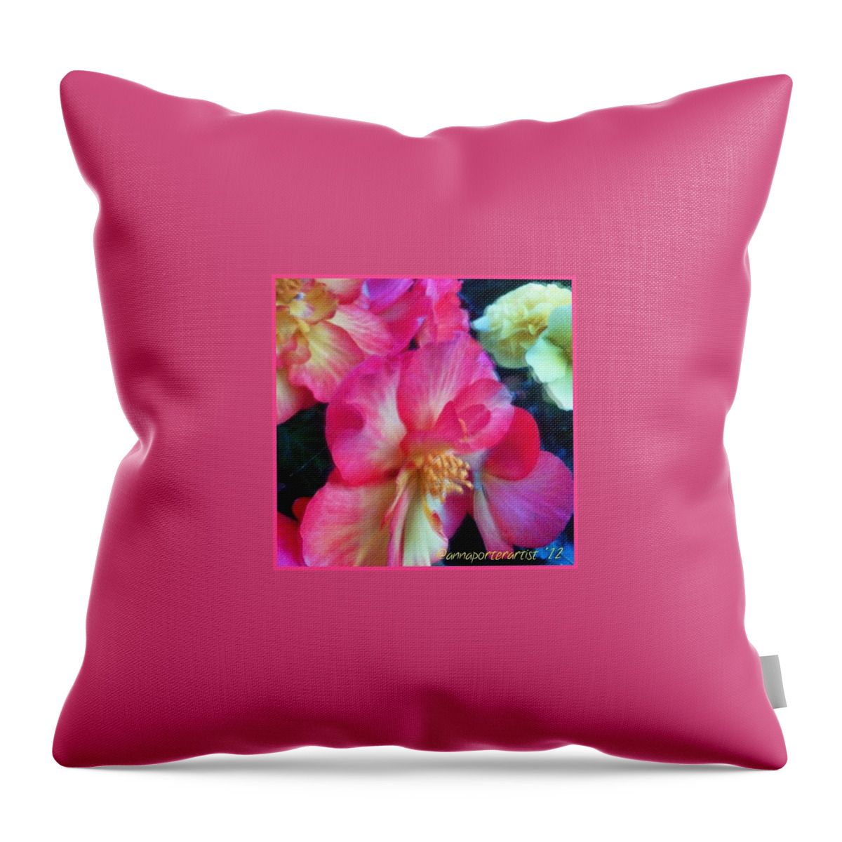 Hubflowers Throw Pillow featuring the photograph Flowering Non-stop Begonias #flowers by Anna Porter