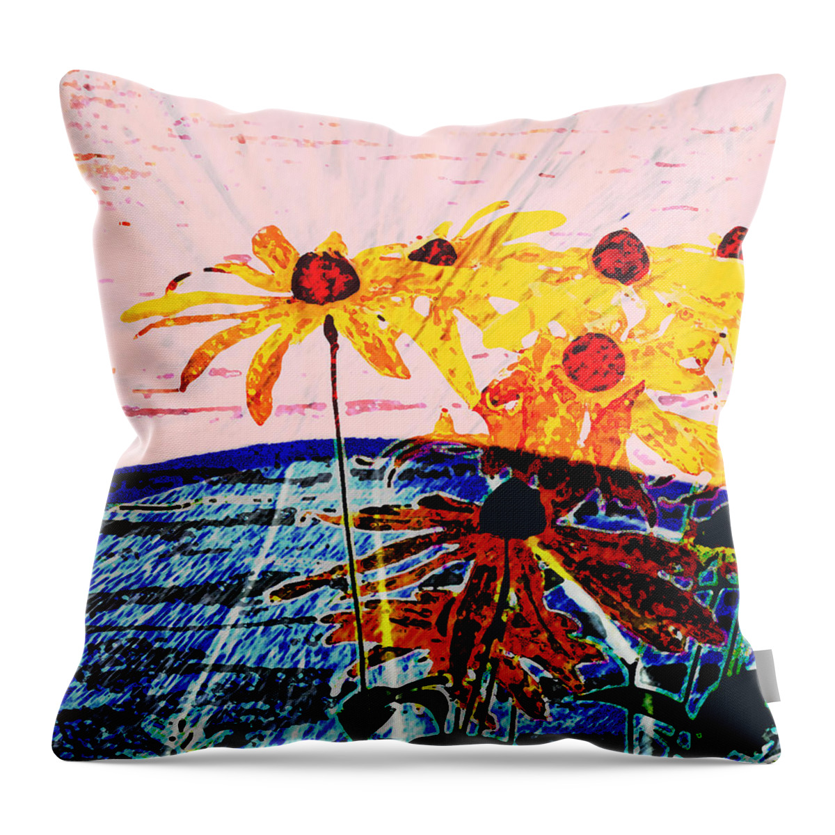 Abstract Throw Pillow featuring the photograph Flowers from Another World by Lenore Senior