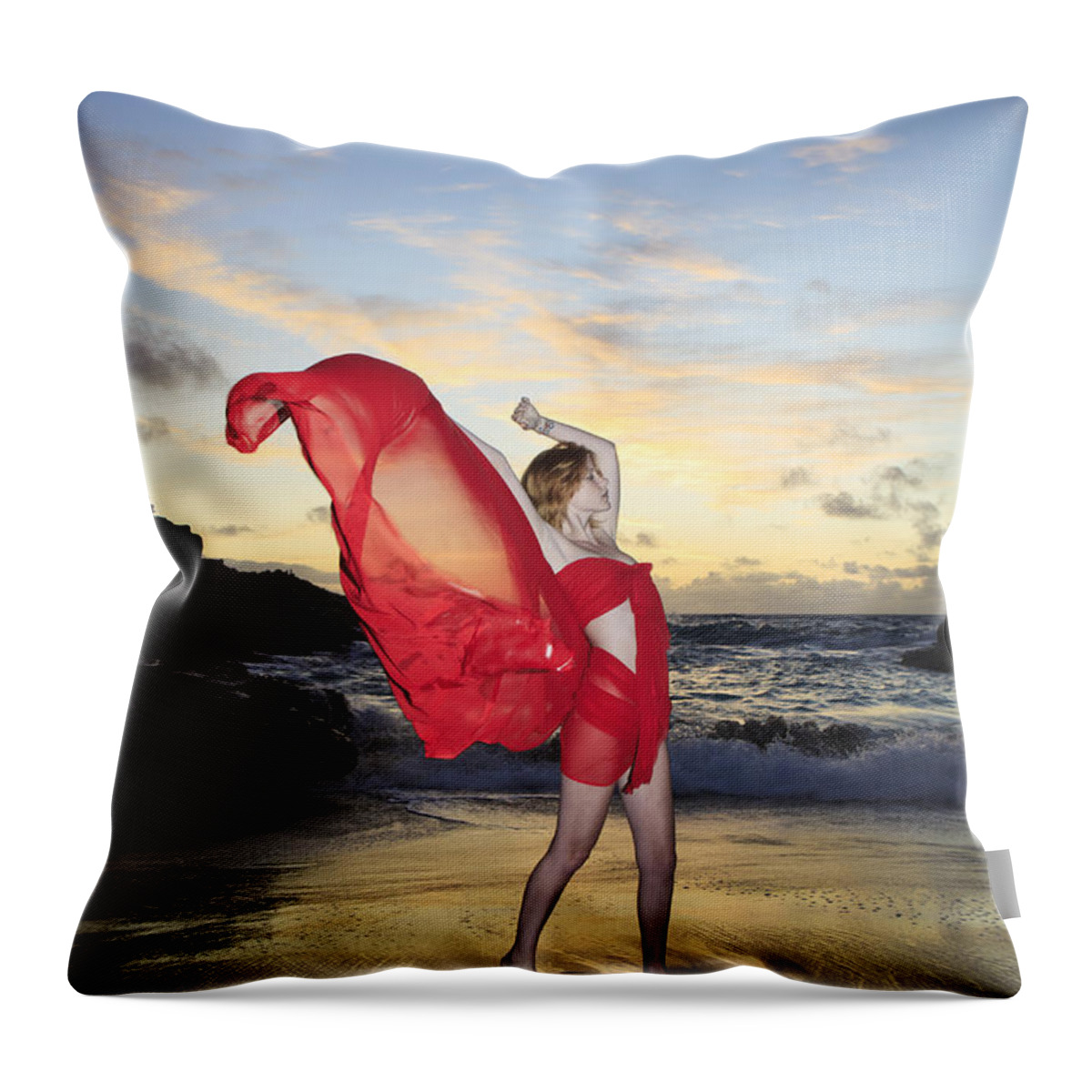 Beach Throw Pillow featuring the photograph Flowing Fabric by Tomas del Amo - Printscapes