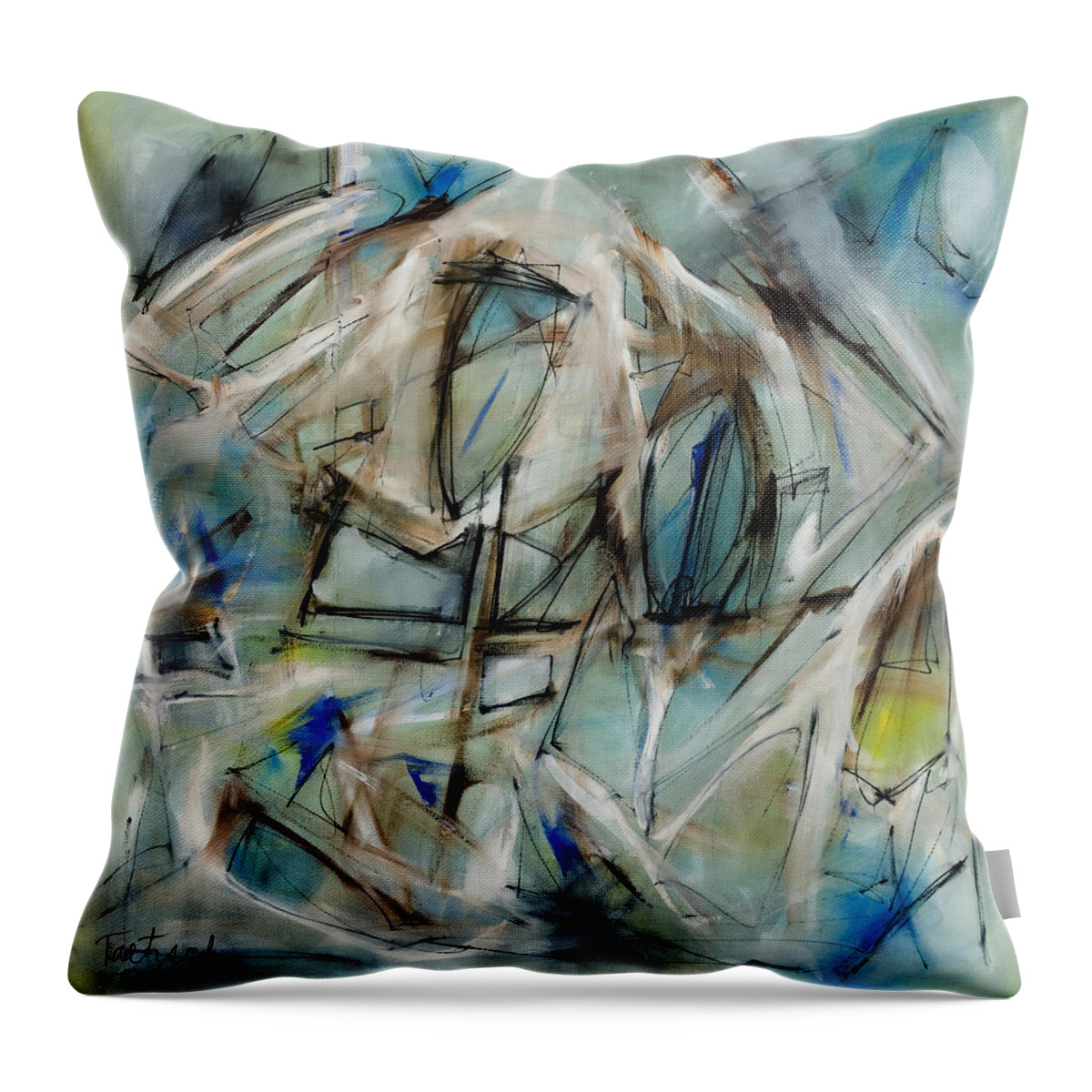 Abstract Throw Pillow featuring the painting Fly Light by Lynne Taetzsch