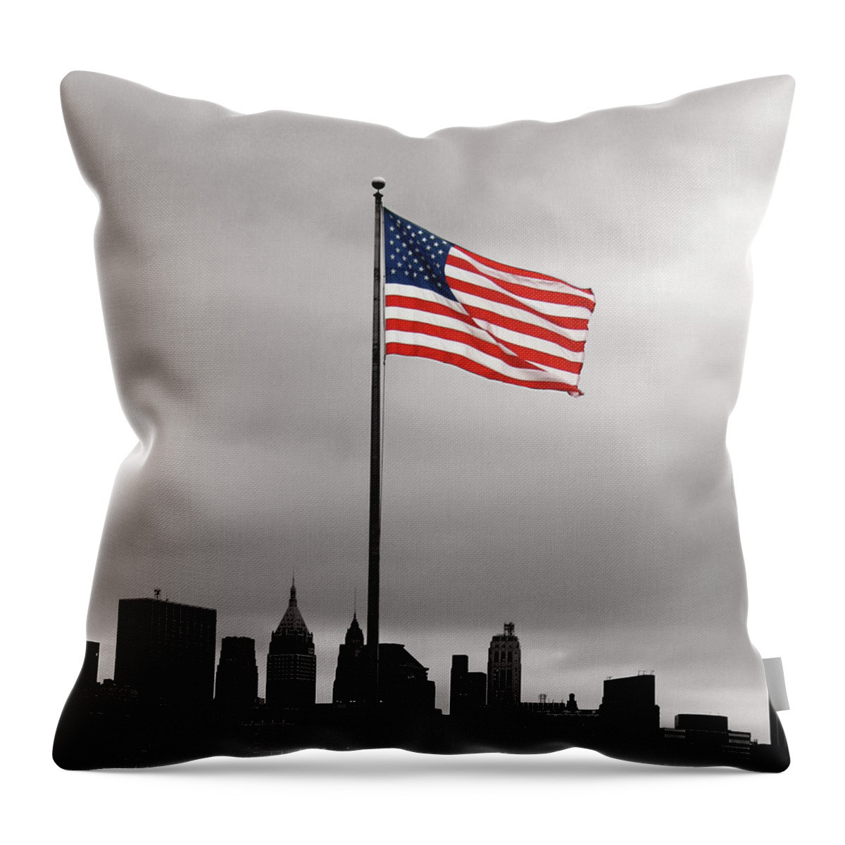 American Flag Throw Pillow featuring the photograph Flying the Red White and Blue by La Dolce Vita