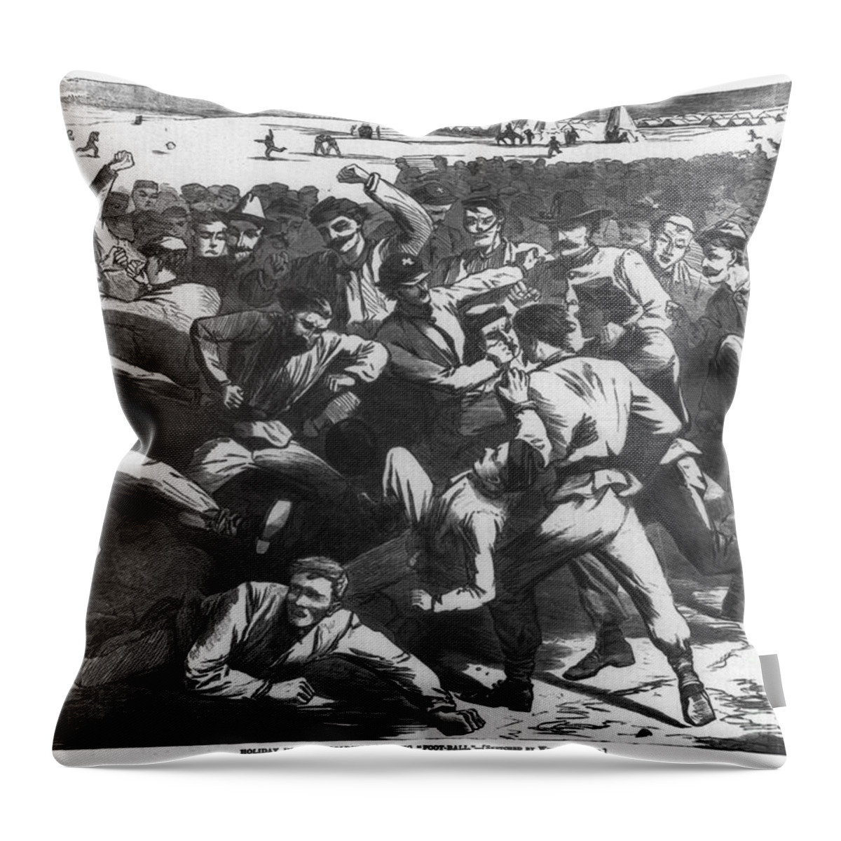 1865 Throw Pillow featuring the photograph Football: Soldiers, 1865 by Granger