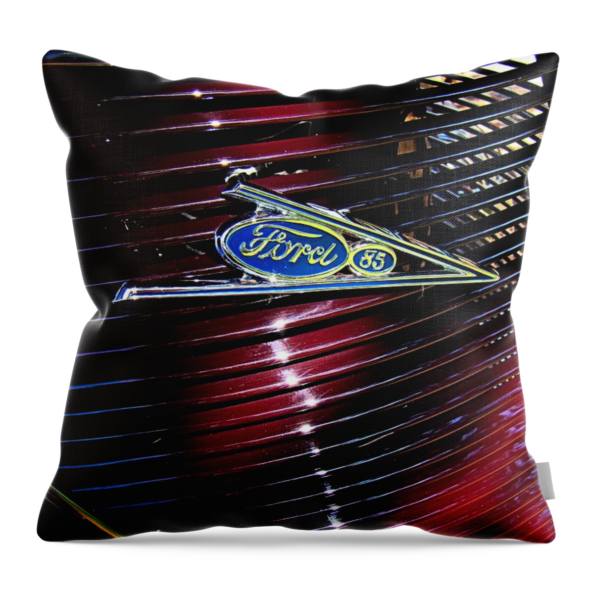 Ford Throw Pillow featuring the photograph Ford Model 85 Emblem by Nick Kloepping
