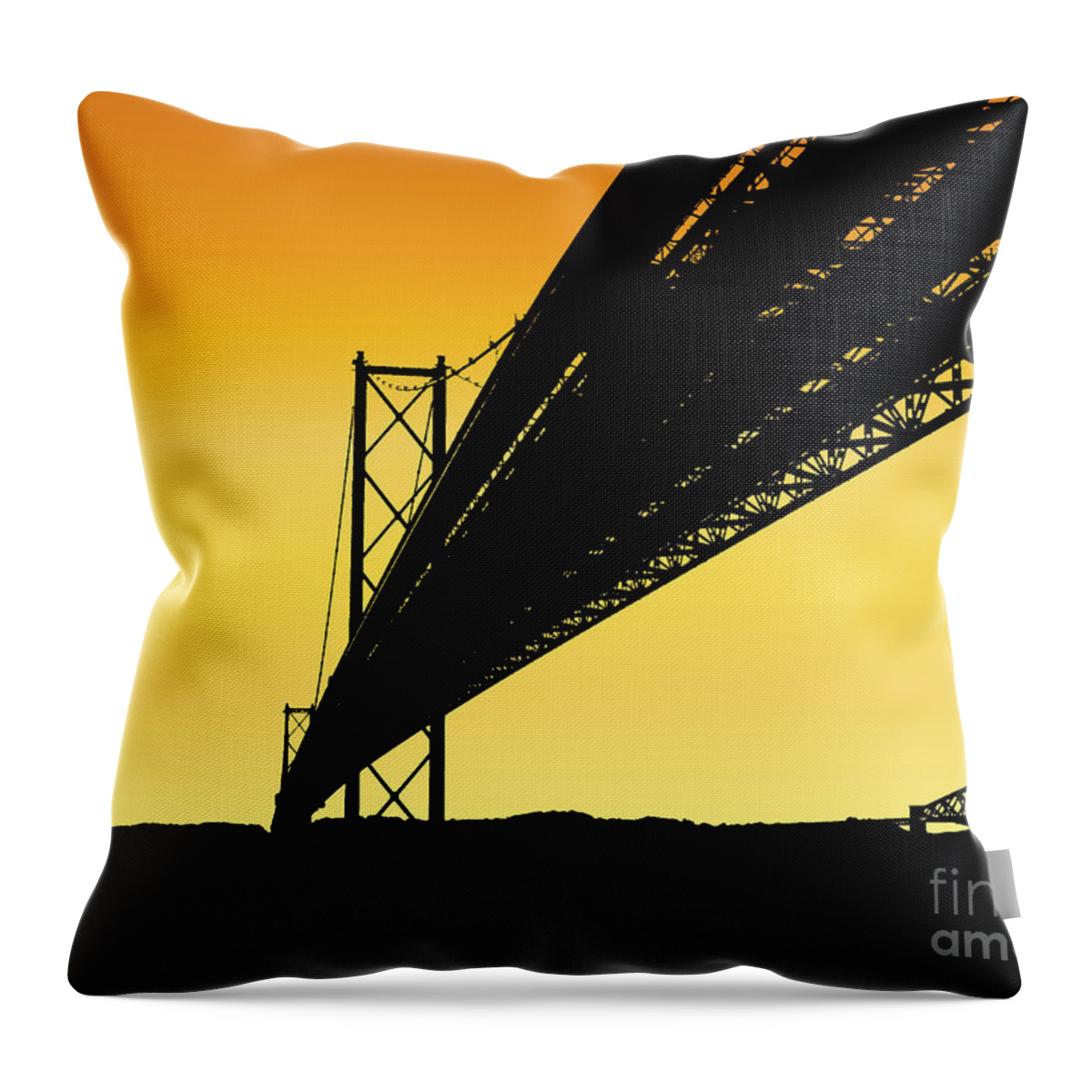 Forth Bridges Silhouette Throw Pillow featuring the photograph Forth Bridges Silhouette by Yvonne Johnstone