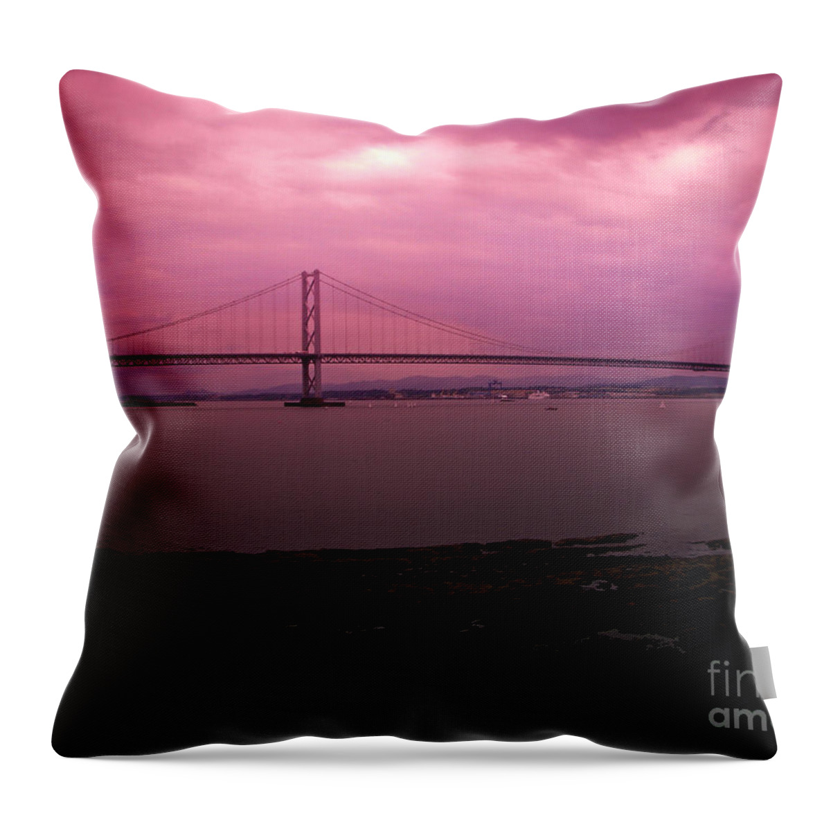 Forth Road Bridge Throw Pillow featuring the photograph Forth Road Bridge by Yvonne Johnstone