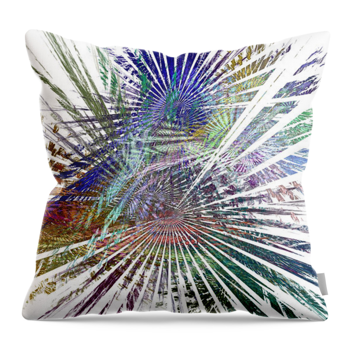 Fractal Throw Pillow featuring the digital art Fractura Colora on White by Richard Ortolano