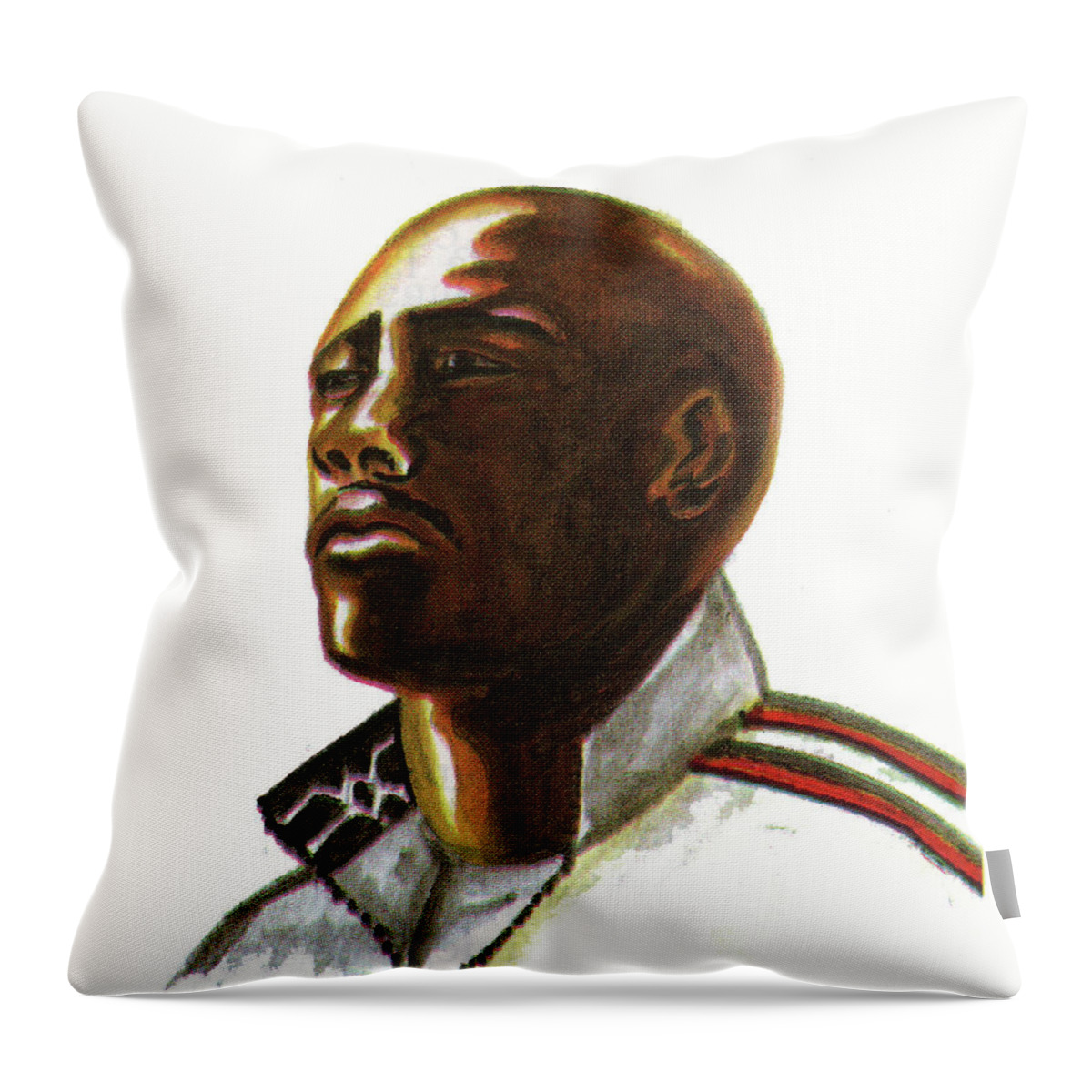 Portraits Throw Pillow featuring the painting Franckie Fredericks by Emmanuel Baliyanga