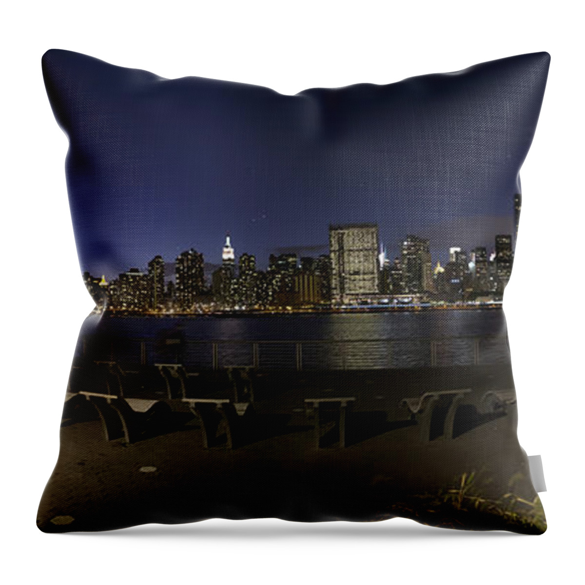 New York City Throw Pillow featuring the photograph From Gantry at Night by Theodore Jones