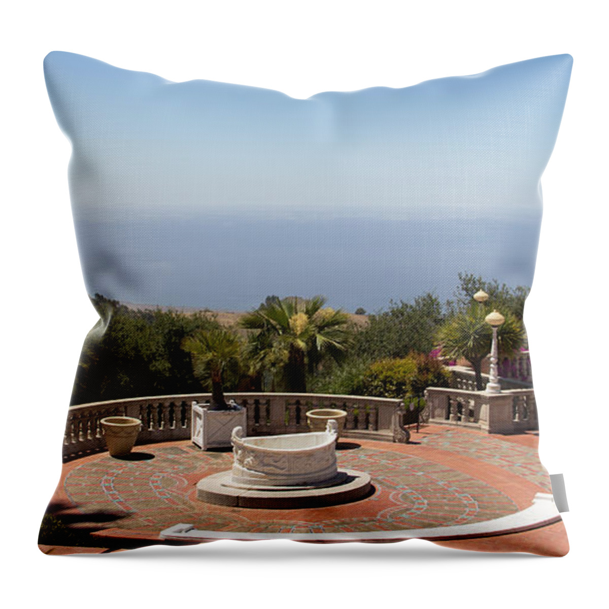 Hearst Castle Throw Pillow featuring the photograph Front Porch View by Heidi Smith