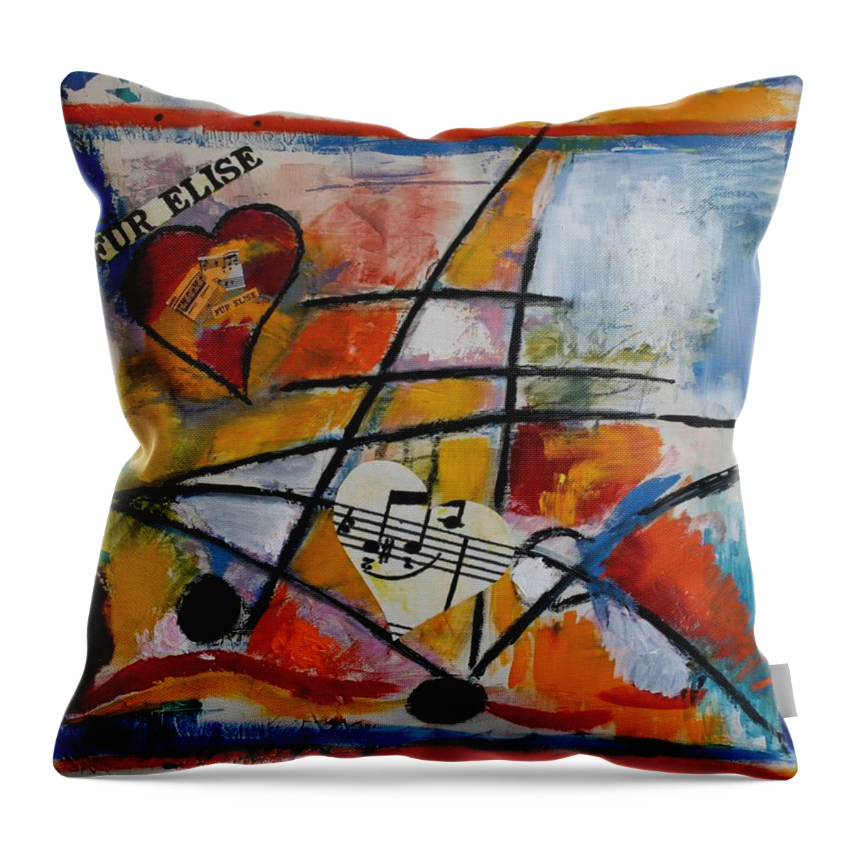 Abstract Throw Pillow featuring the painting Fuer Elise by Karin Eisermann