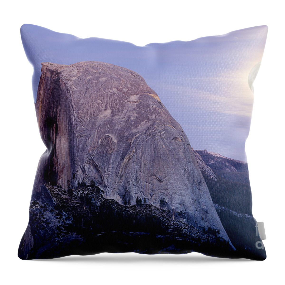 Half Dome Throw Pillow featuring the photograph Full Moon over Half Dome by Jim And Emily Bush