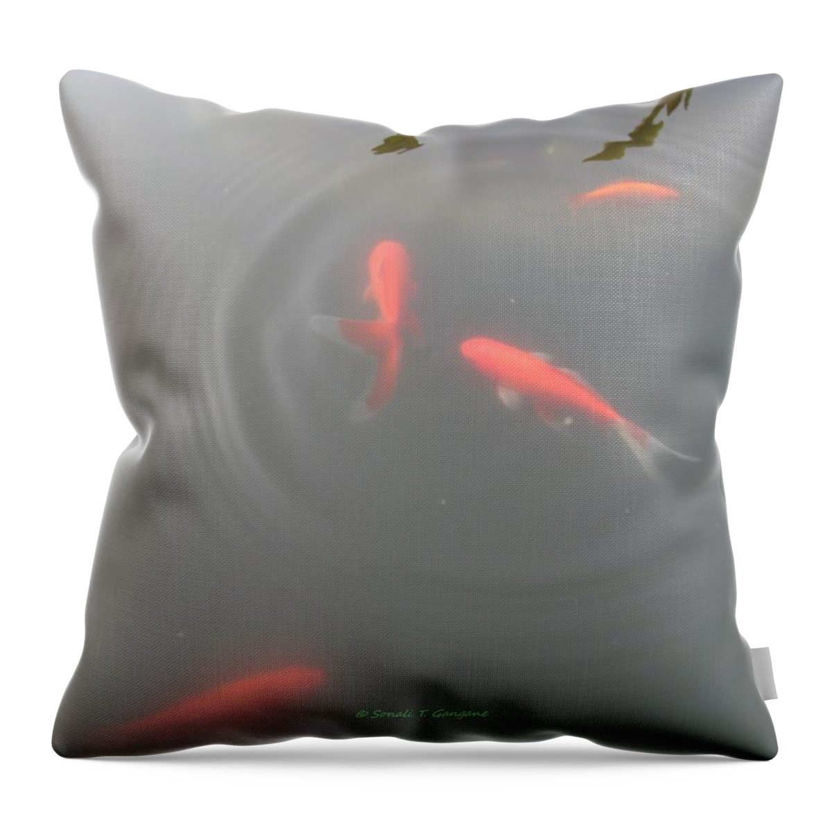 Orange Fish Throw Pillow featuring the photograph Fun Ripples by Sonali Gangane