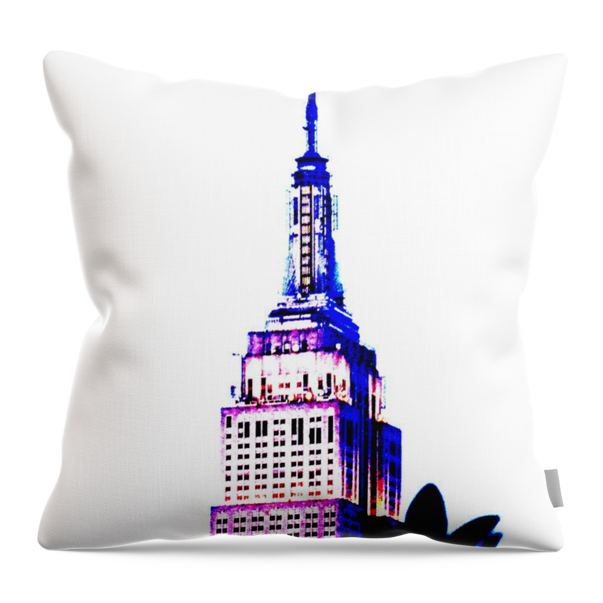 Usa Throw Pillow featuring the photograph Funky Empire State in NY by Funkpix Photo Hunter