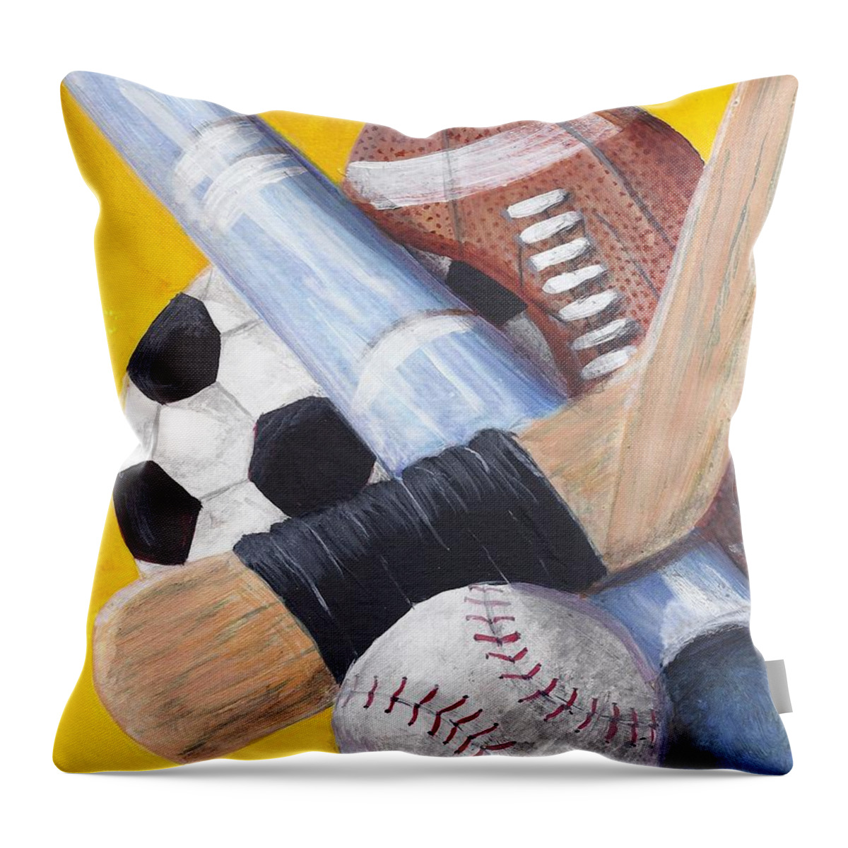 Football Throw Pillow featuring the painting Game On by Susan Bruner