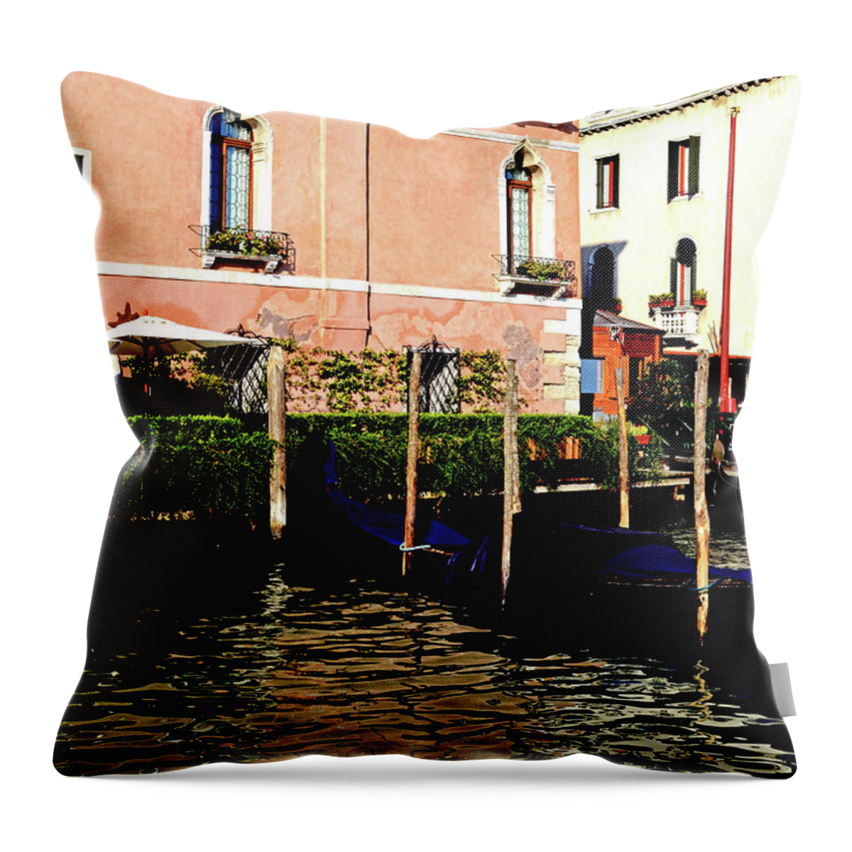 Italy Throw Pillow featuring the photograph Gandola Docking by La Dolce Vita