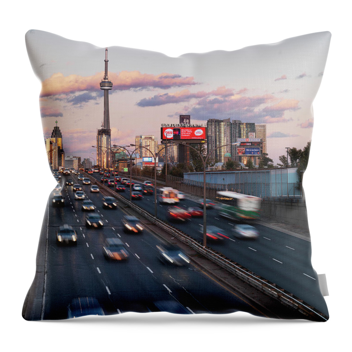 Toronto Throw Pillow featuring the photograph Gardiner Expressway Toronto by Maxim Images Exquisite Prints