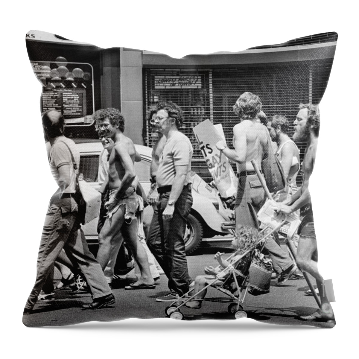 1976 Throw Pillow featuring the photograph Gay Rights March, 1976 by Granger