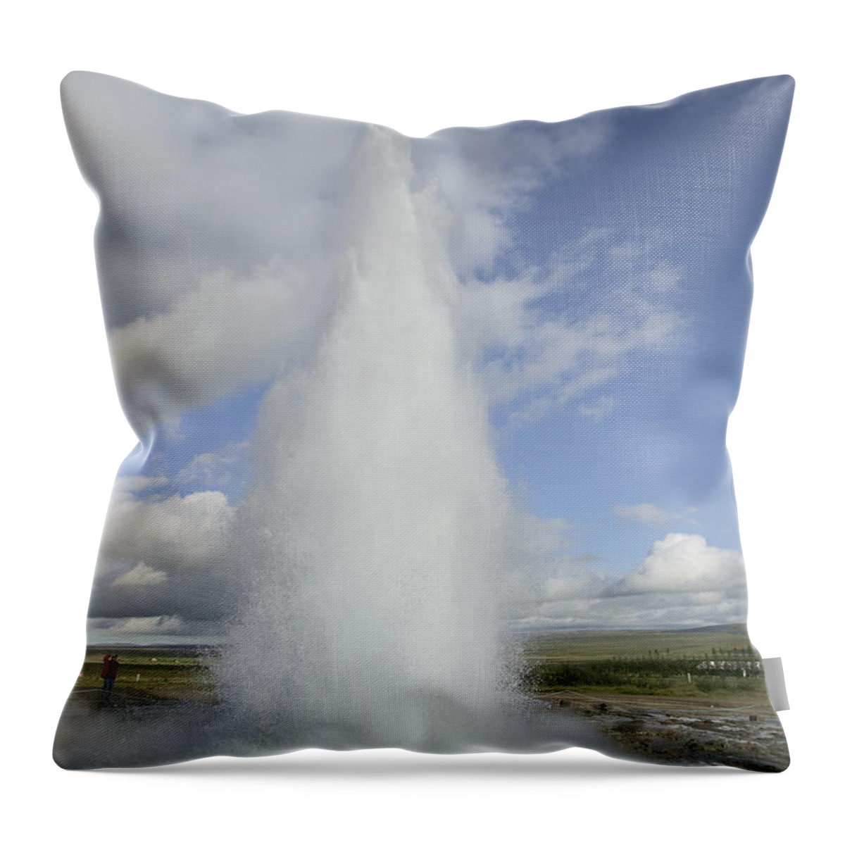 Erupting Throw Pillow featuring the photograph Geyser Erupting 20 Meters High Every 8 by Cyril Ruoso
