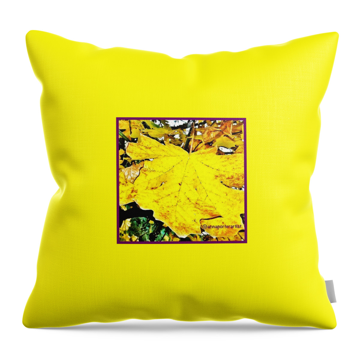 Fall Color Throw Pillow featuring the photograph Giant Maple Leaf by Anna Porter