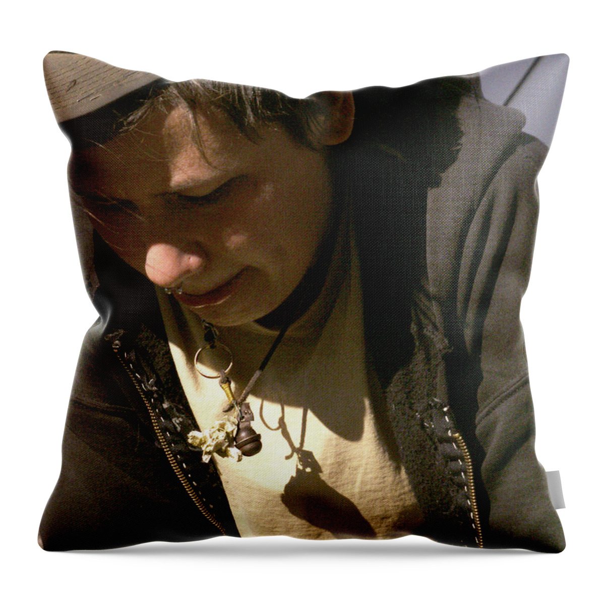  Throw Pillow featuring the photograph Girl in Sun by Nancy Griswold