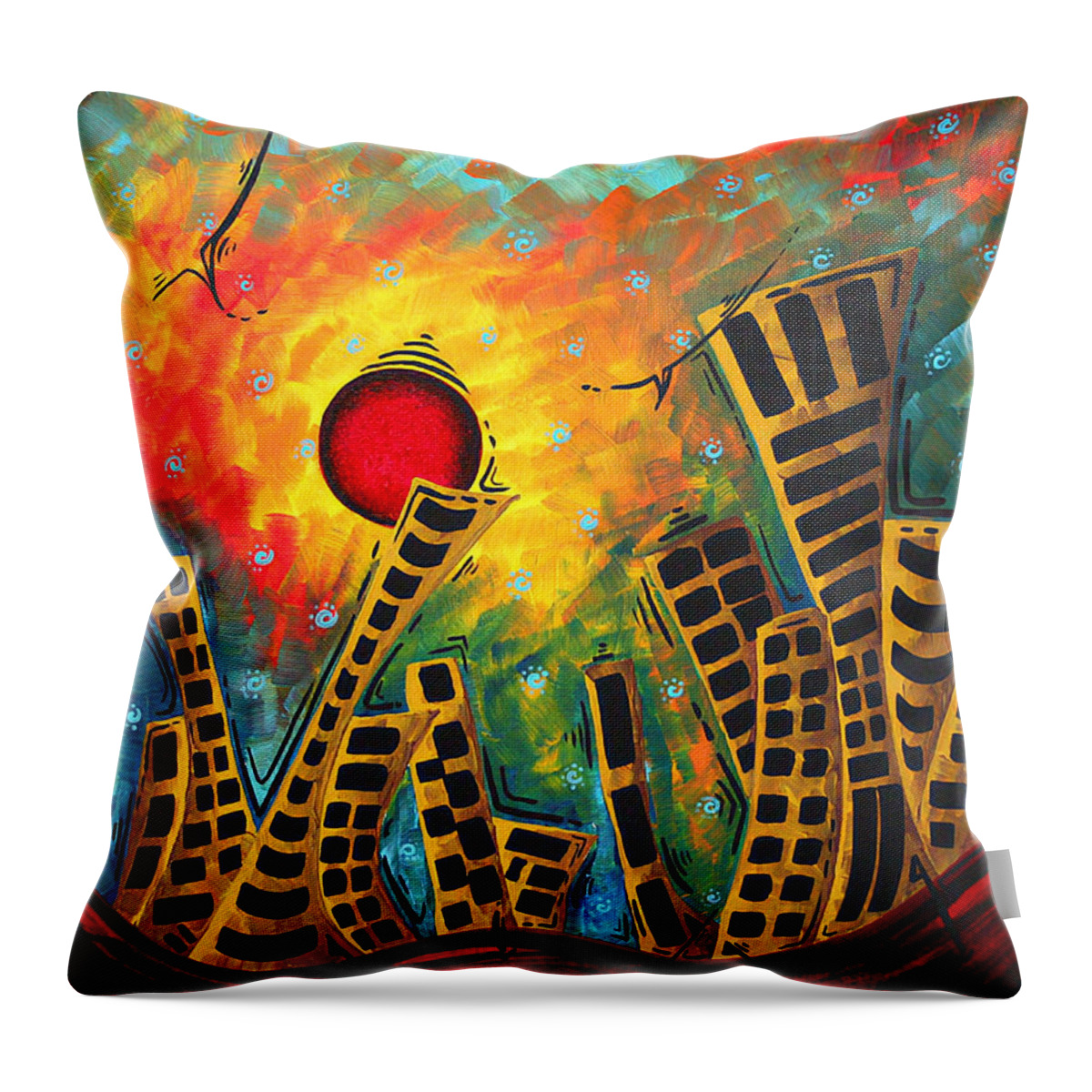 Original Throw Pillow featuring the painting Glimmer of Hope by MADART by Megan Aroon