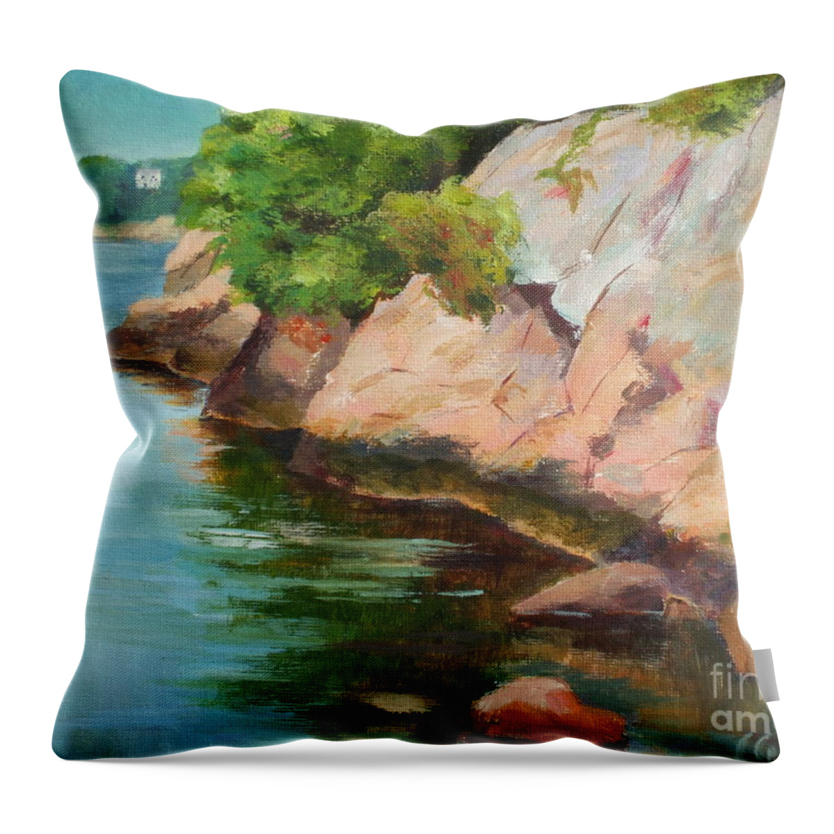 Summer Throw Pillow featuring the painting Gloucester Sail Boat by Claire Gagnon