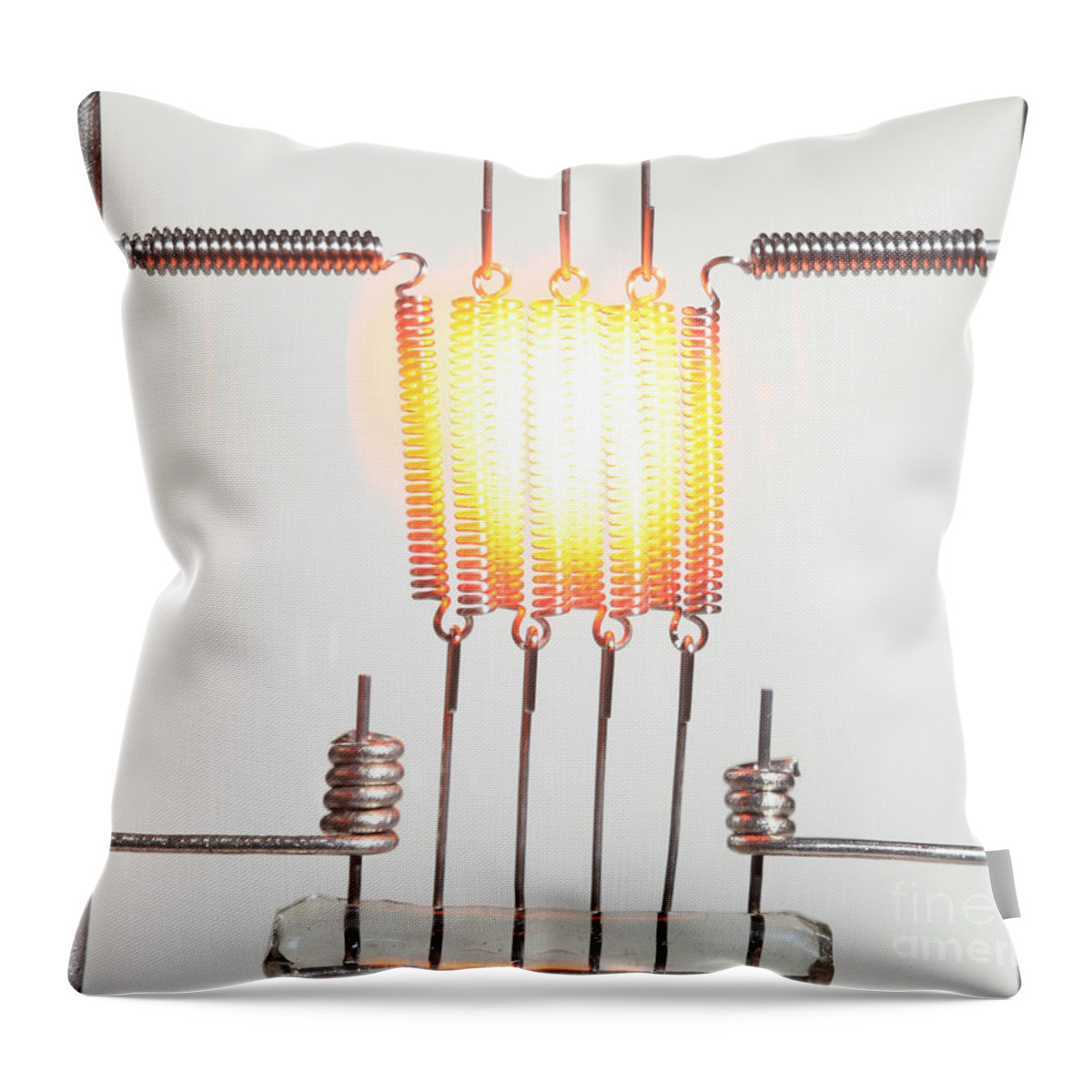 Science Throw Pillow featuring the photograph Glowing Filament 4 Of 4 by Ted Kinsman