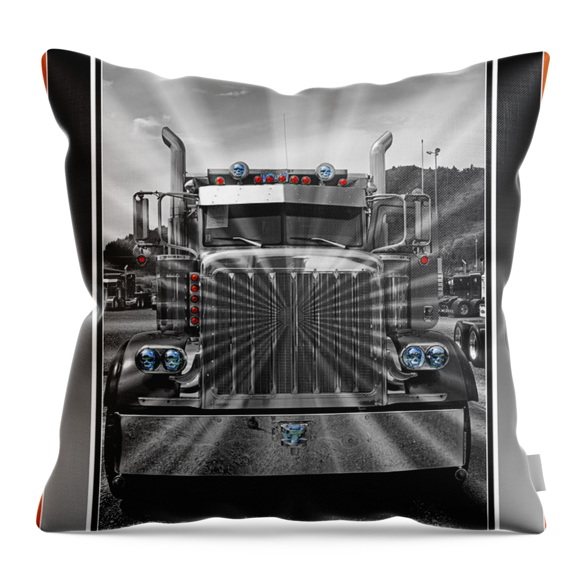 Trucks Throw Pillow featuring the photograph Glowing Pete Abstract by Randy Harris