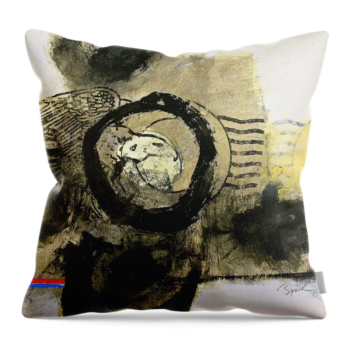 Abstract Painting Throw Pillow featuring the painting Go in Post Hole by Cliff Spohn