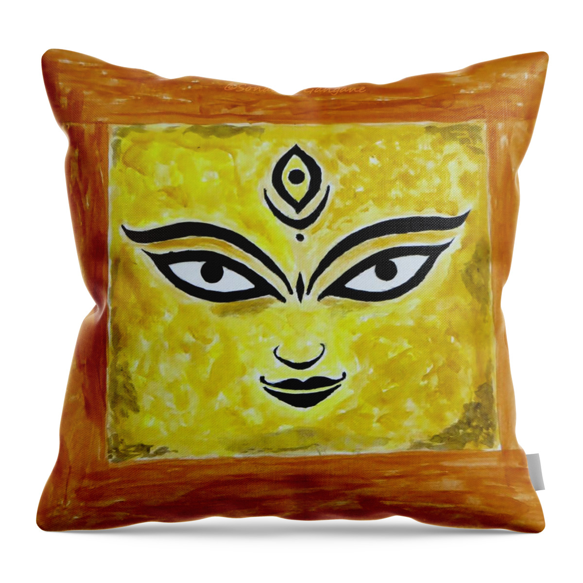 Goddess Kali Throw Pillow featuring the painting Goddess Kali by Sonali Gangane
