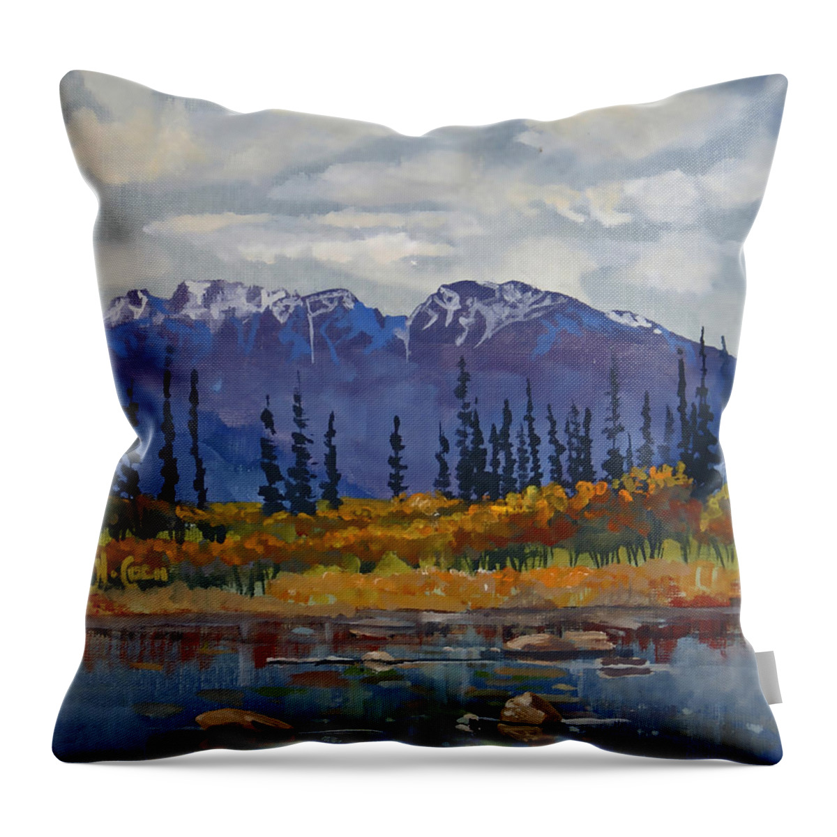 Gold Trails Throw Pillow featuring the painting Gold Trails by Heather Coen