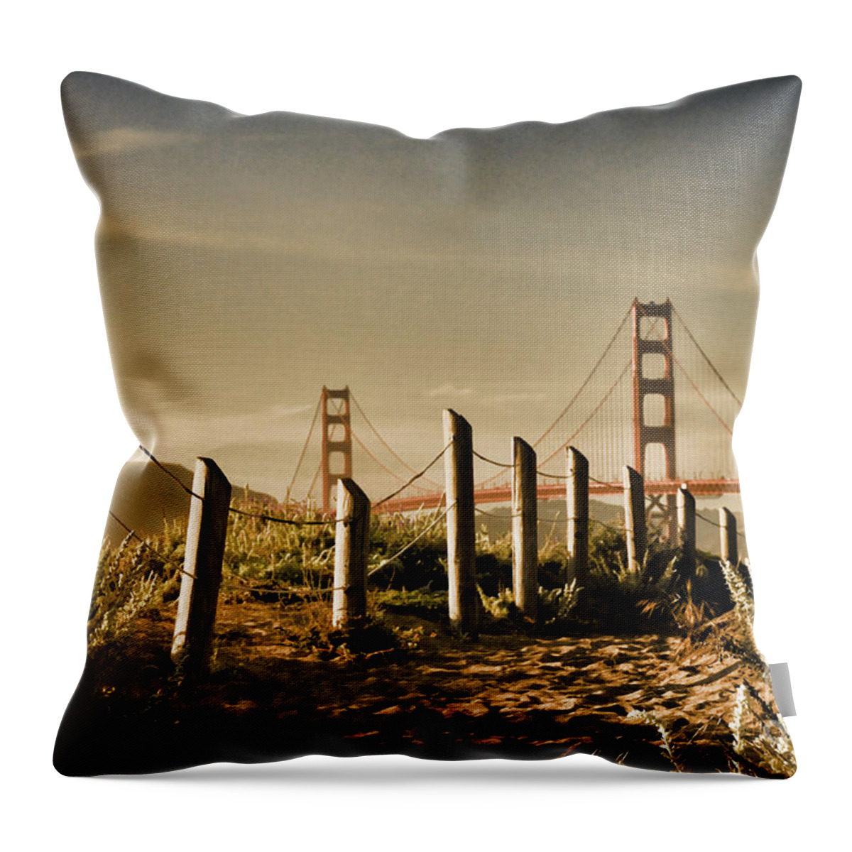 Golden Gate Bridge Throw Pillow featuring the photograph Golden Gate Bridge - 3 by Mark Madere