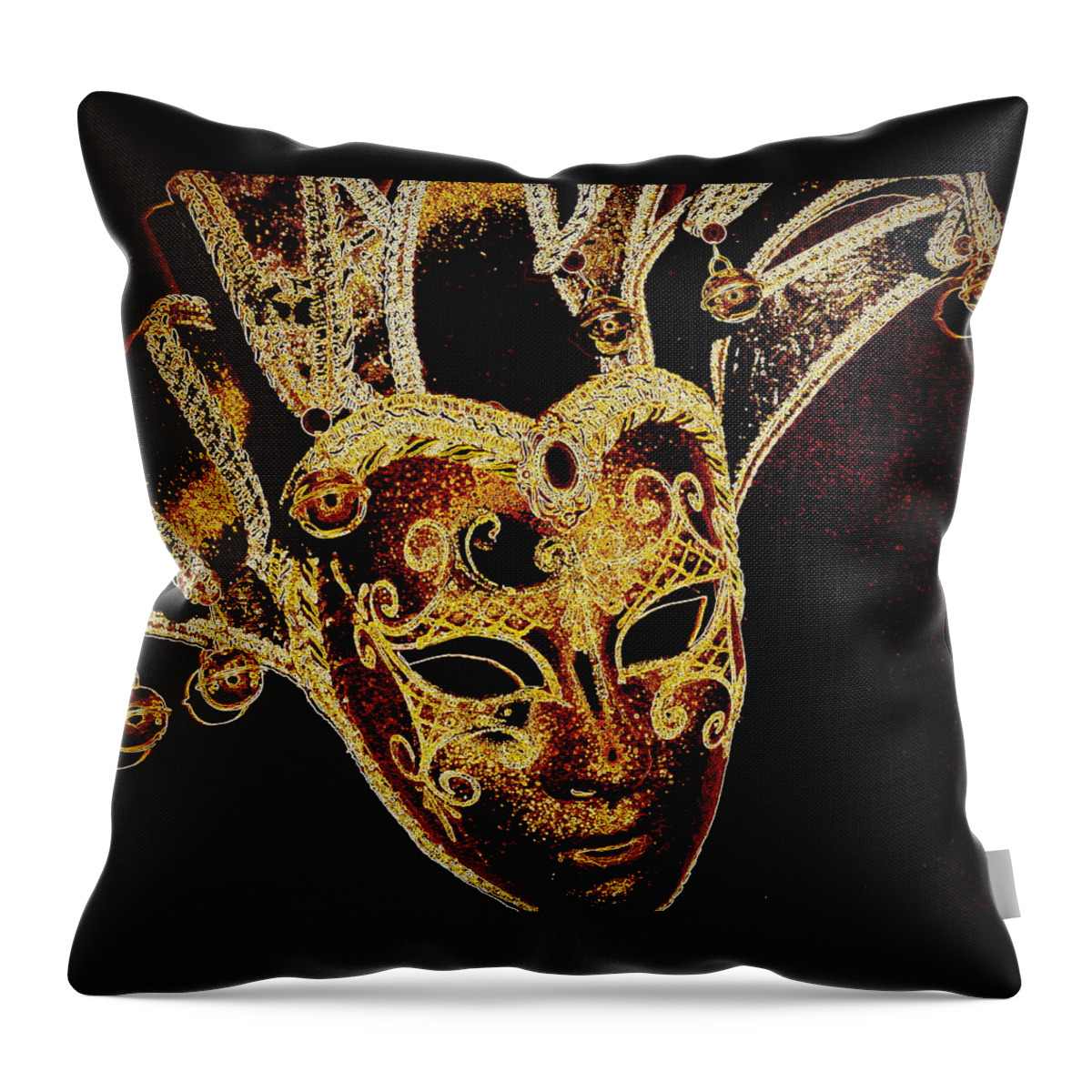 Mask Throw Pillow featuring the photograph Golden Mask by Lori Seaman