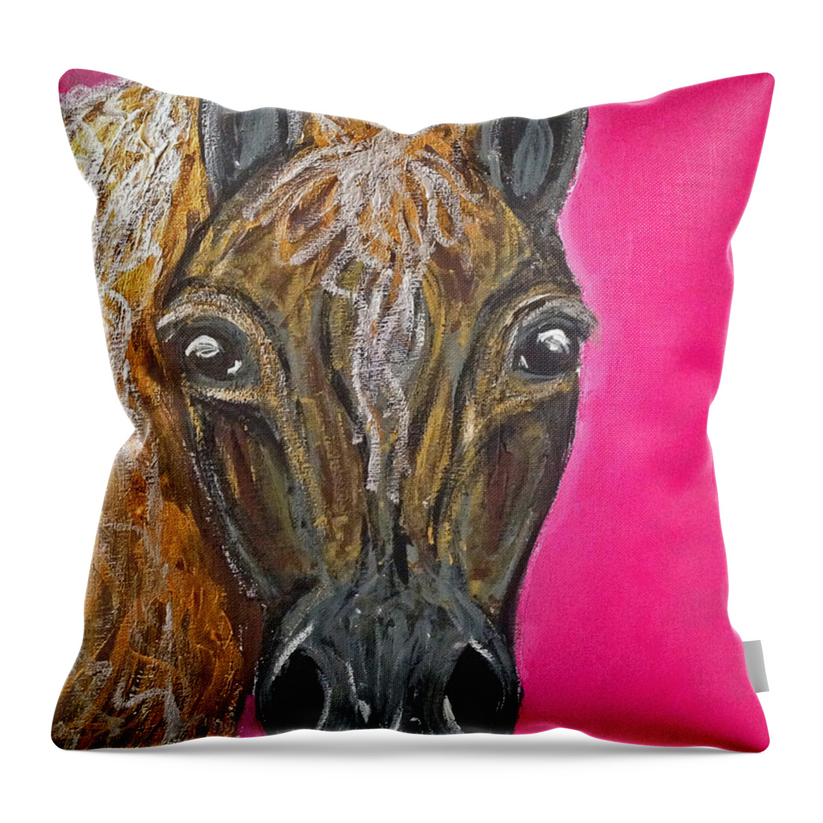 Horse Painting Throw Pillow featuring the painting Goldie by Ania M Milo