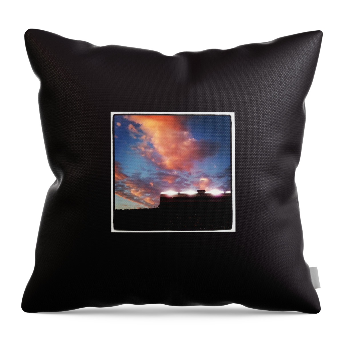 Skystyles Throw Pillow featuring the photograph Gorgeous Pink Fluffy Clouds Over Autzen by Anna Porter