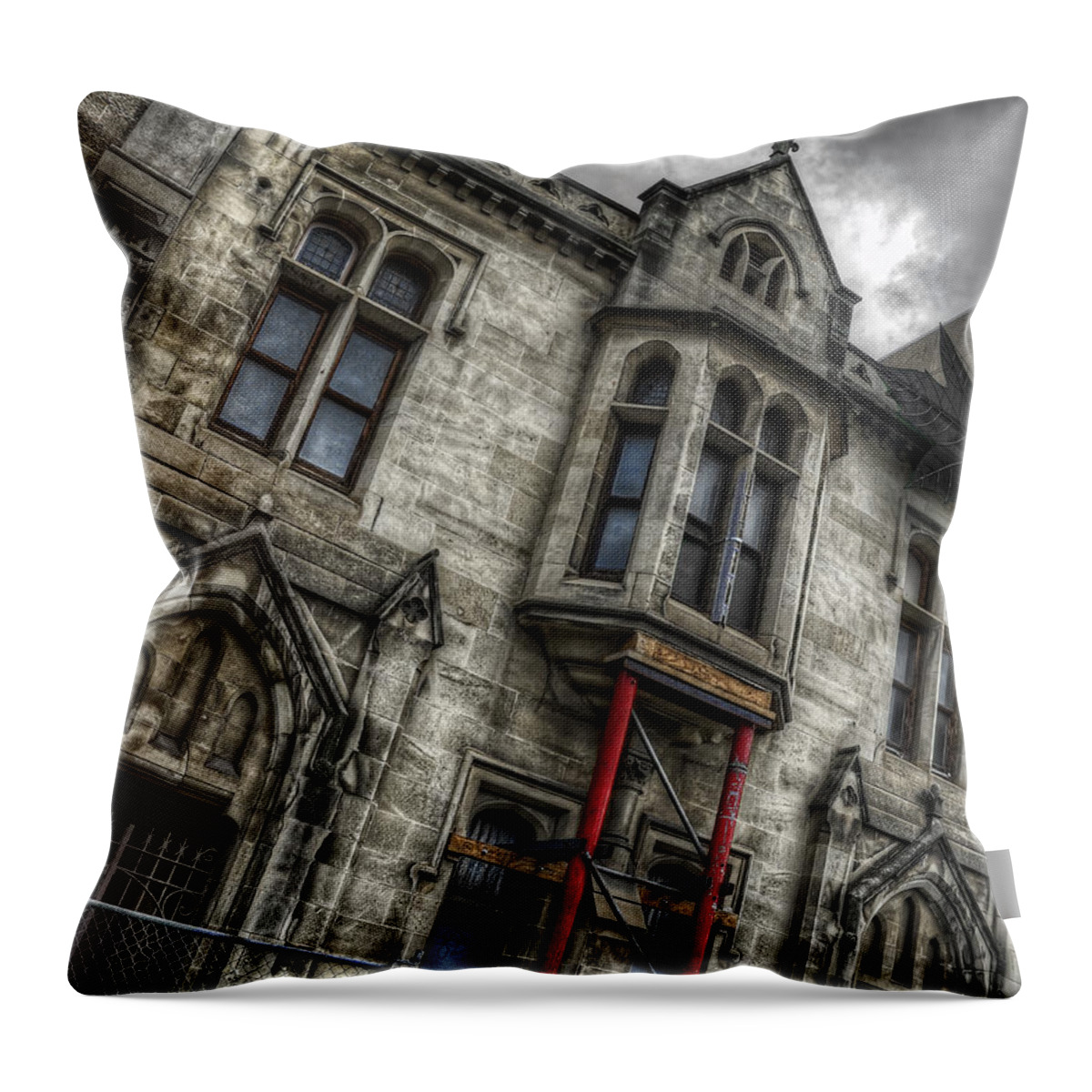 Gothic Throw Pillow featuring the photograph Gothic Patina by Wayne Sherriff