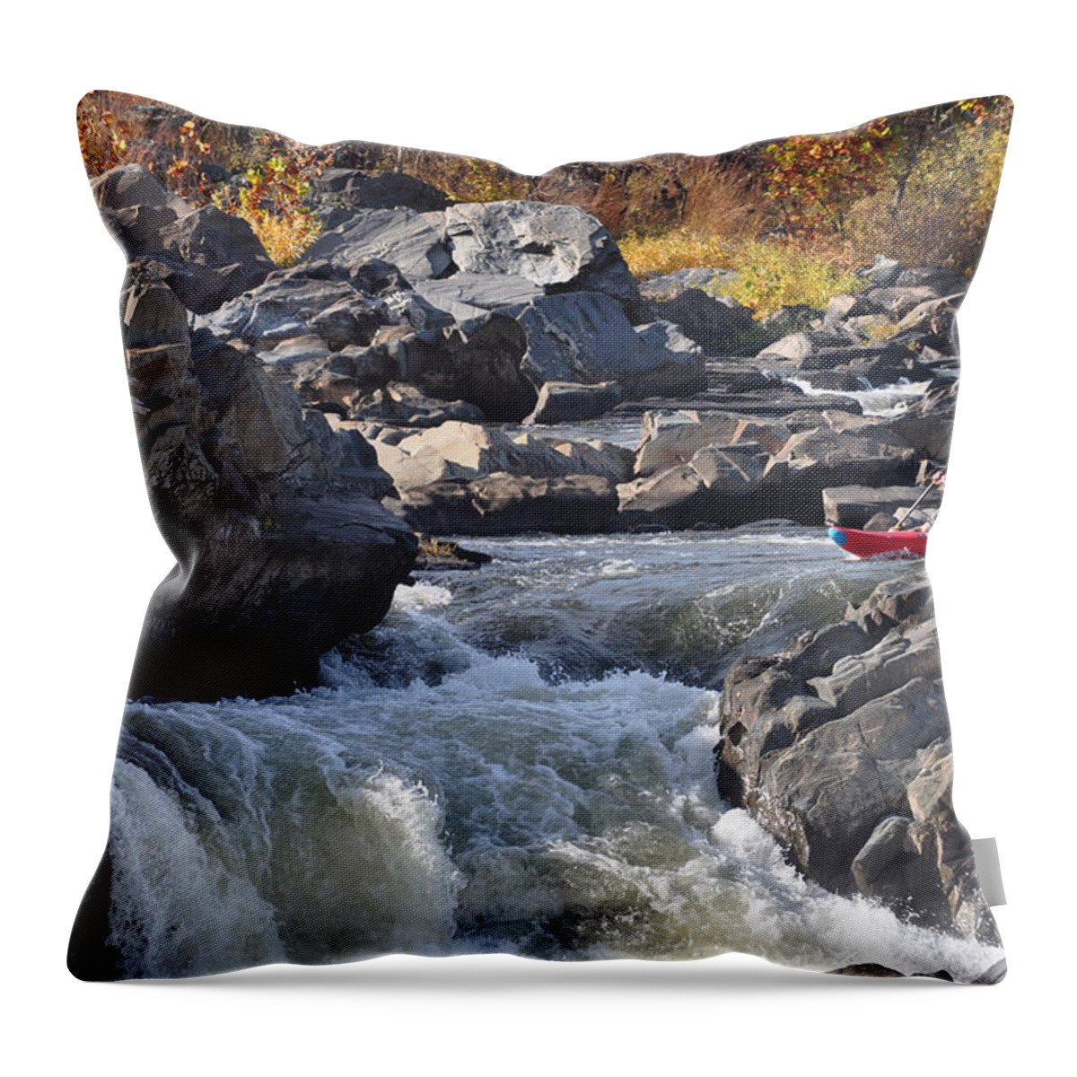 Landscape Throw Pillow featuring the photograph Grace Under Pressure on the Potomac River at Great Falls Park by Victoria Porter
