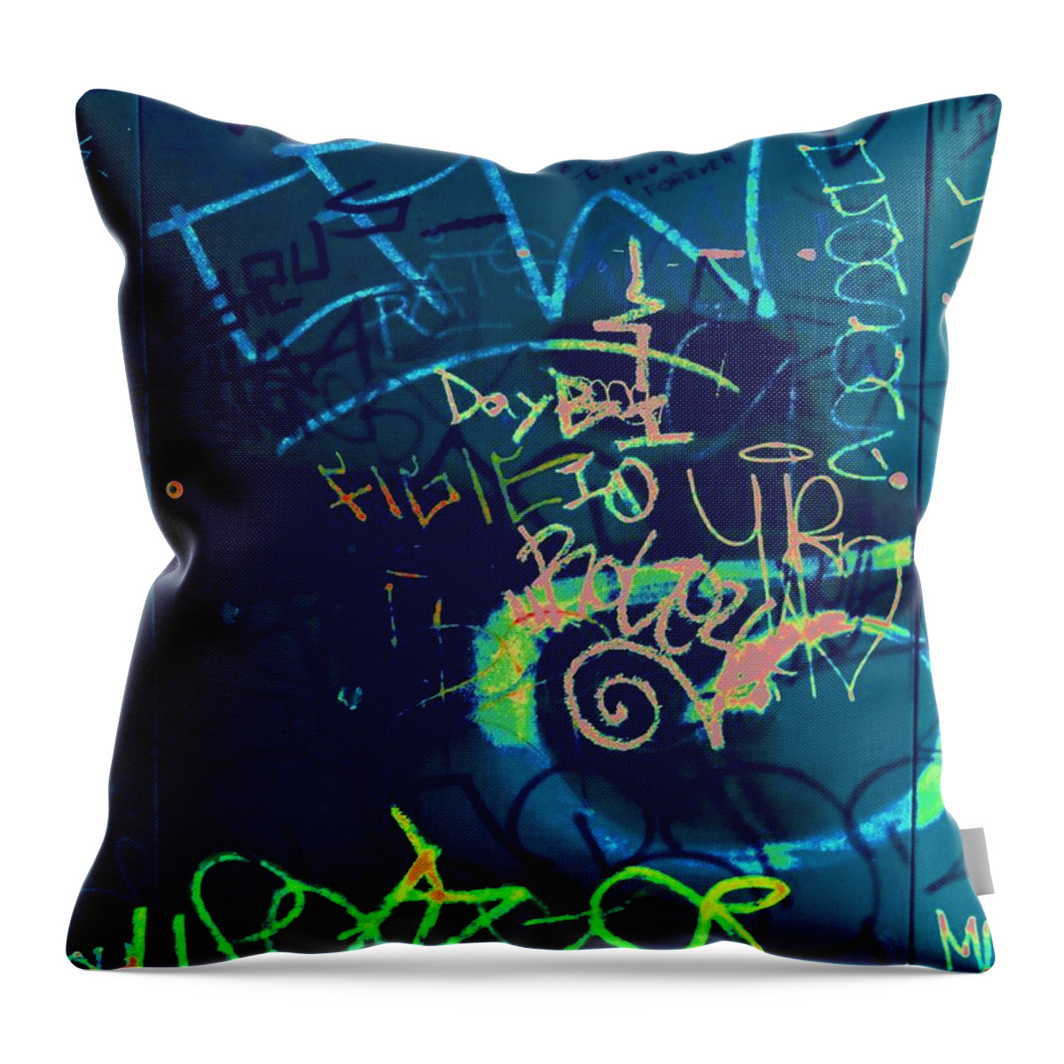 Street Throw Pillow featuring the digital art Graffiti Wall 1 by Randall Weidner