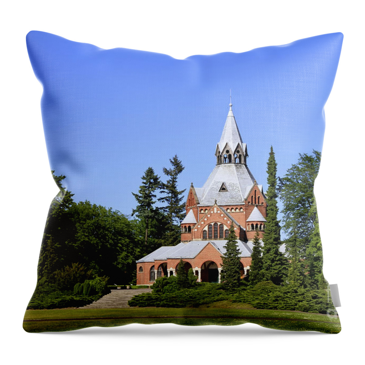 Chapel Throw Pillow featuring the photograph Grand Chapel in Central Cemetery Szczecin Poland by Teresa Zieba