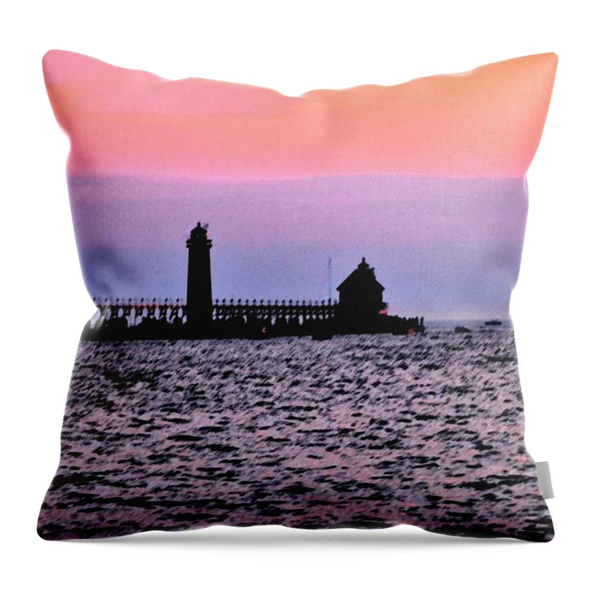 Lake Throw Pillow featuring the photograph Grand Haven Michigan by T Campbell
